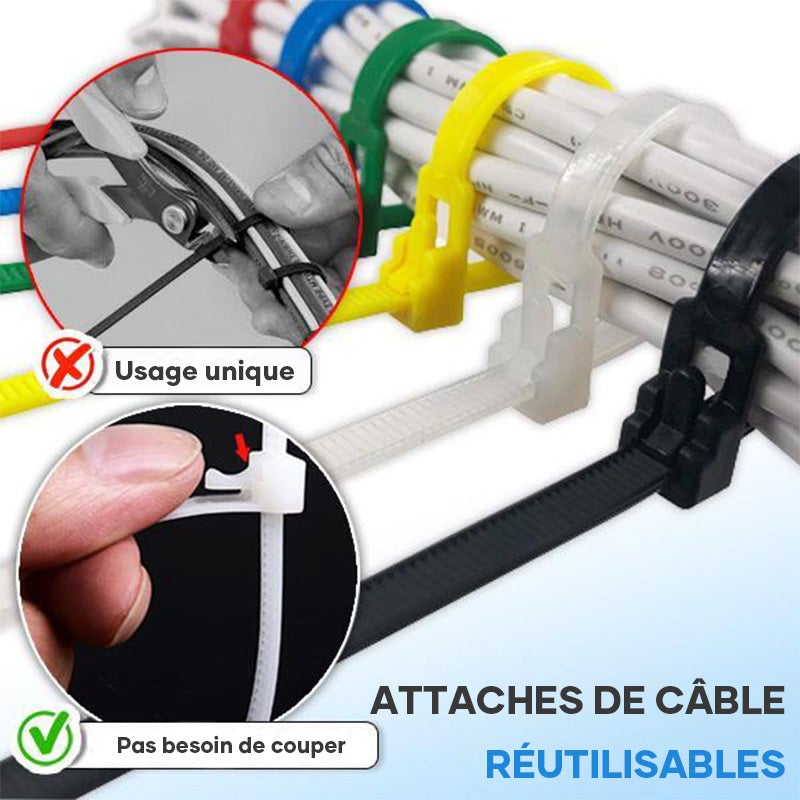 Attaches câble réutilisables x100