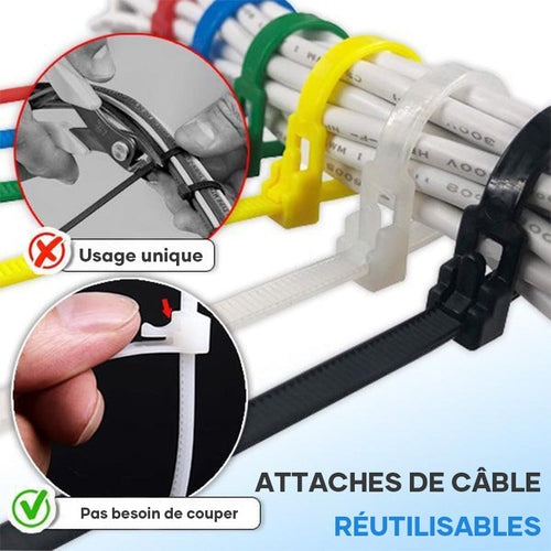 Attaches câble réutilisables x100