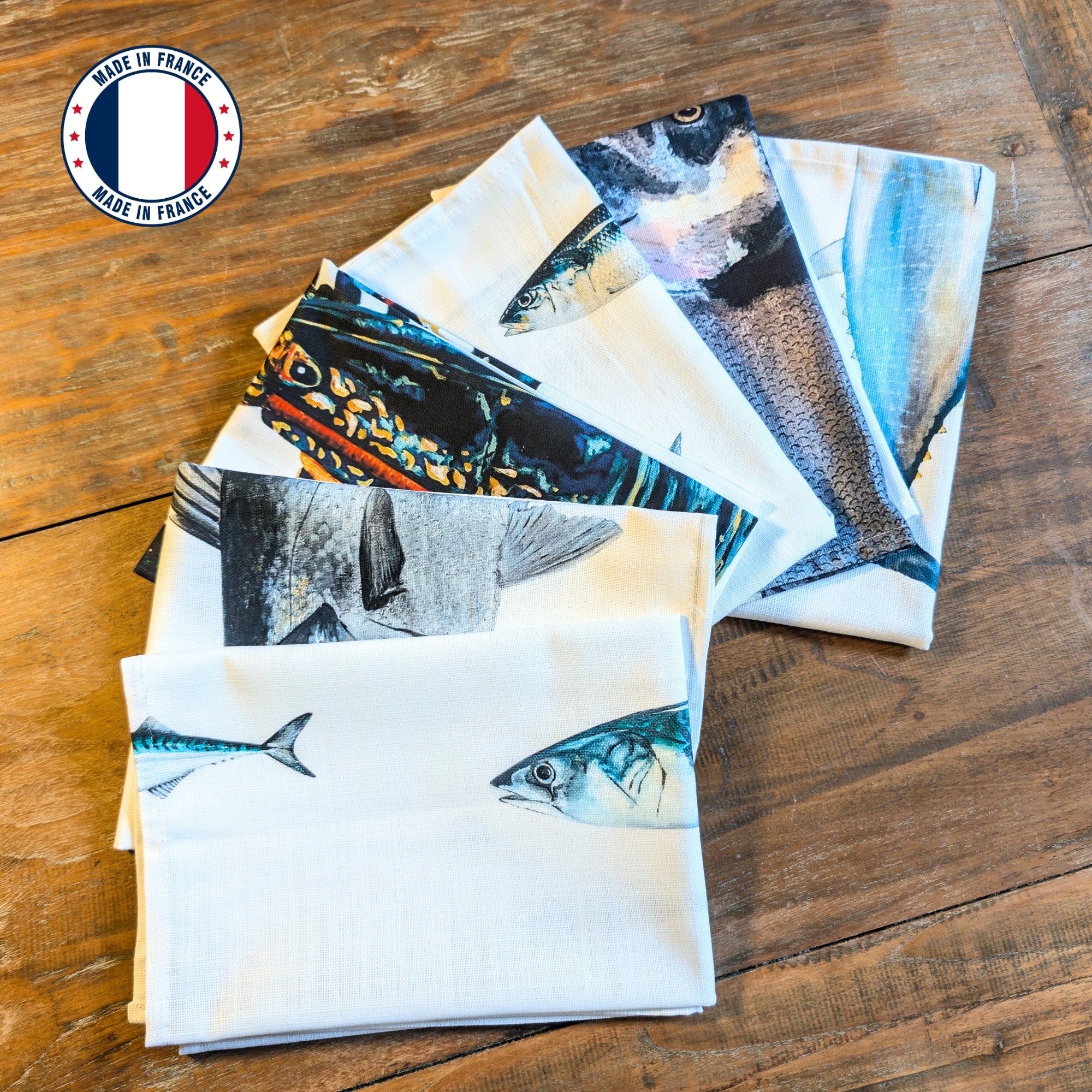Pack de 6 servilletas de tela: La Marée Bleue