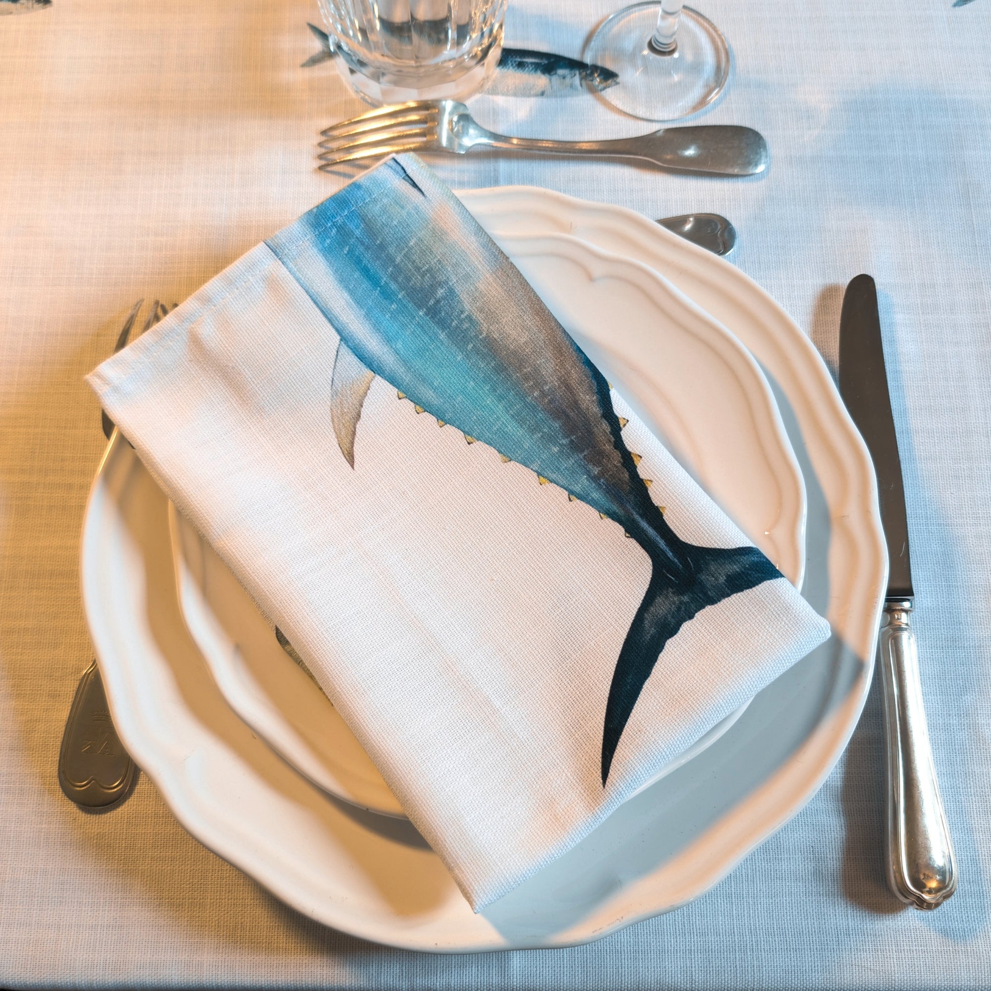 Pack de 6 servilletas de tela: La Marée Bleue
